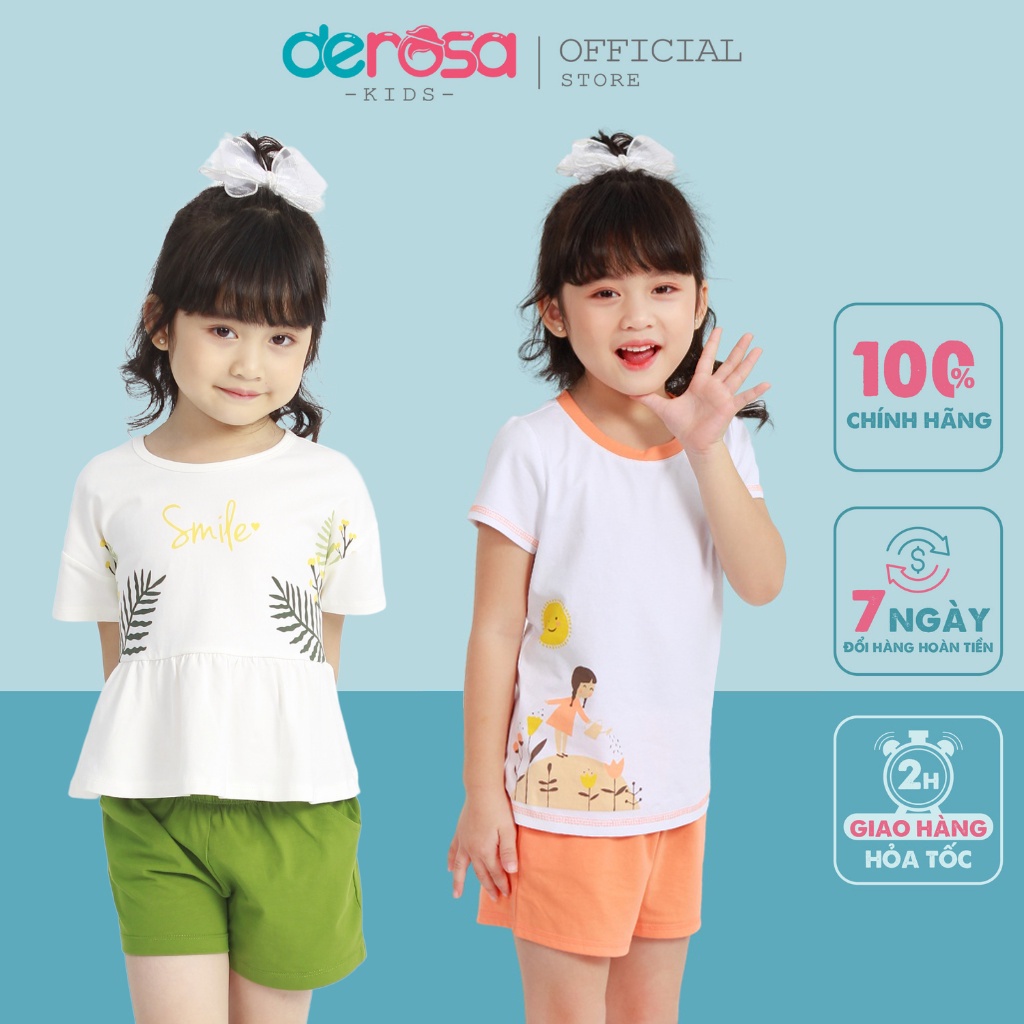 Bộ quần áo cho bé gái DEROSA KIDS chất liệu cotton cho bé 3 - 8 tuổi 014