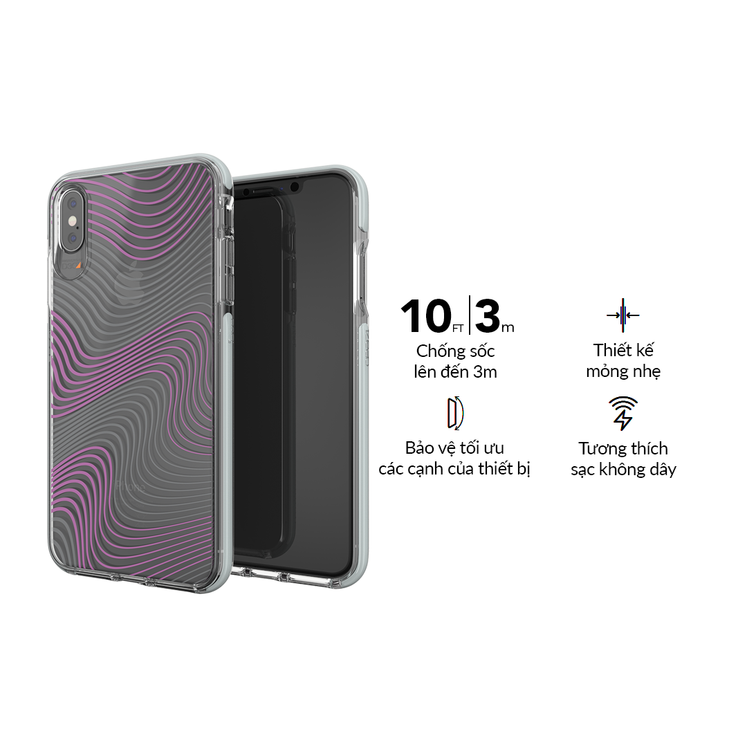 Ốp lưng chống sốc siêu mỏng, bảo vệ 3 lớp GEAR4 D3O Victoria iPhone Xs Max (Fabric)