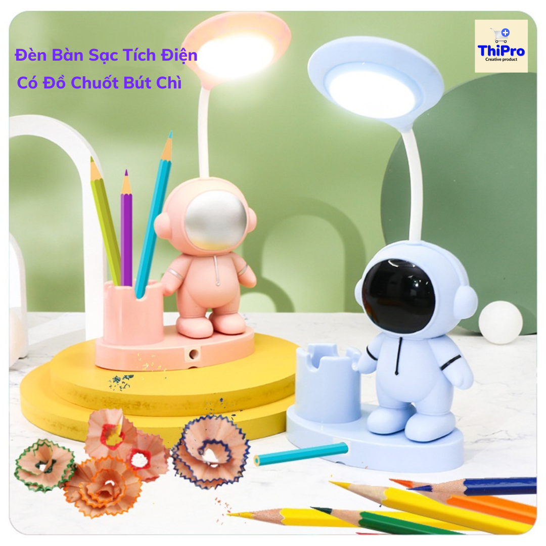 Đèn học để bàn phi hành gia, đèn led để bàn chống cận có đồ chuốt bút chì