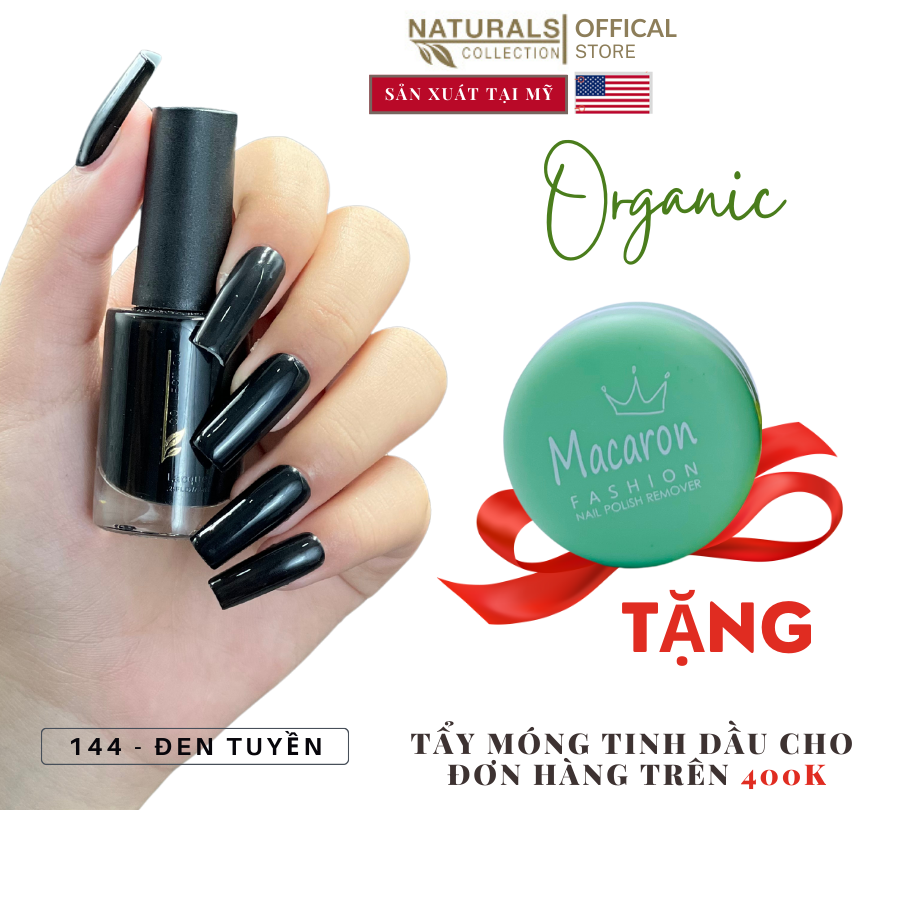 Sơn dưỡng thành phần hữu cơ phục hồi móng yếu, hư tổn USA NATURALS COLLECTION màu đen tuyền - 7.5ml - 144