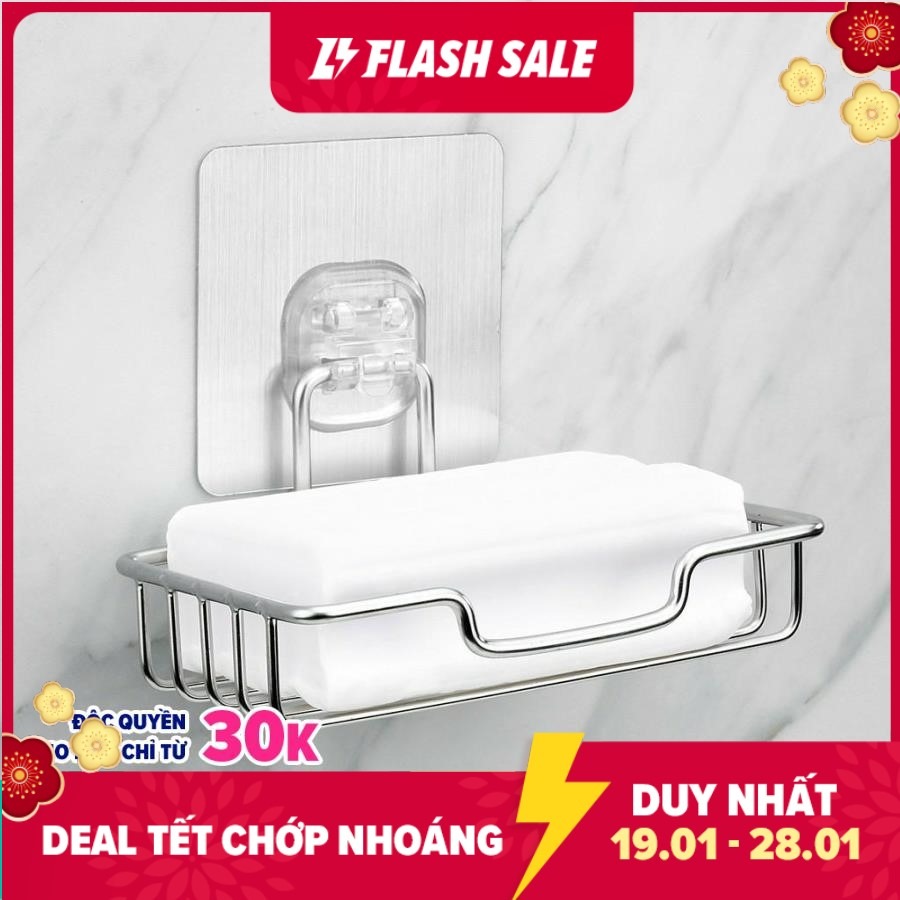 khay đựng xà bông INOX sáng bóng dán tường mini nhỏ xinh - Kệ để đồ đa năng, lắp đặt linh hoạt nhà tắm, nhà bếp - Bảo hành 1 đổi 1