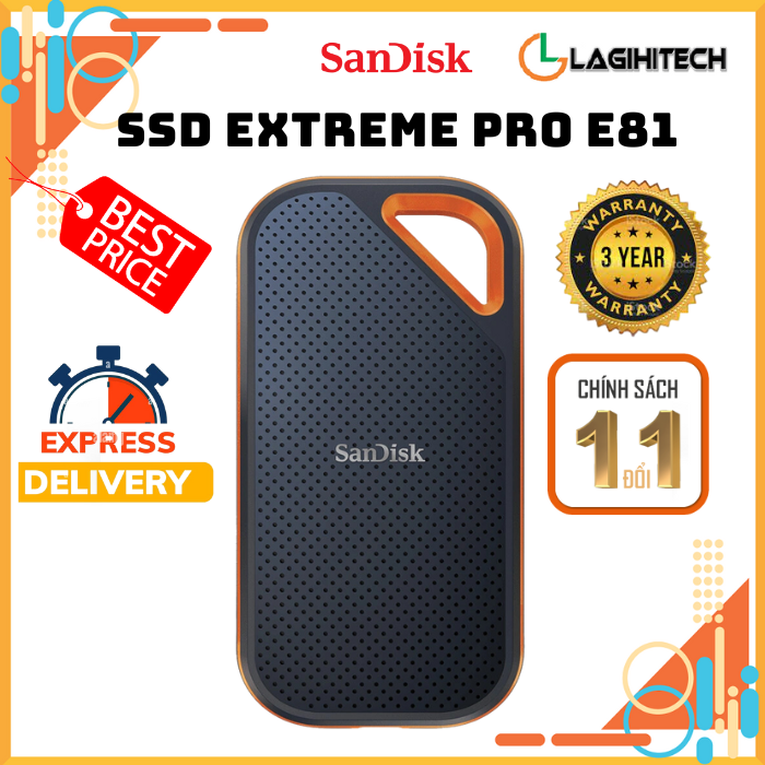 *LAGIHITECH* (NEW) Ổ cứng di động SSD Sandisk Extreme Pro E81 1TB / 2TB / 4TB V2 USB 3.2 Gen 2 - Hàng Chính Hãng Sandisk