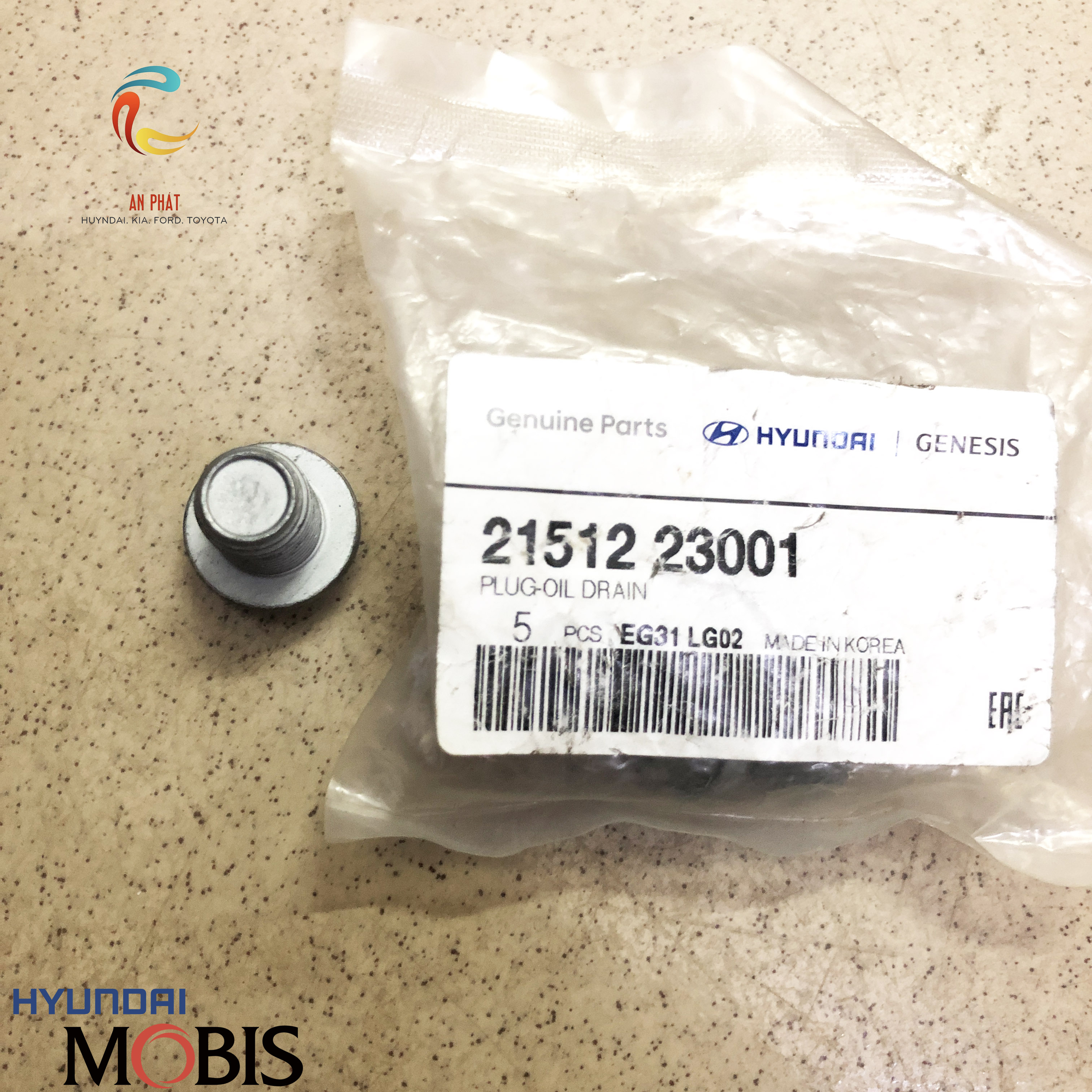 Ốc xả nhớt chính hãng HYUNDAI KIA  2151223001 MOBIS HÀN QUỐC