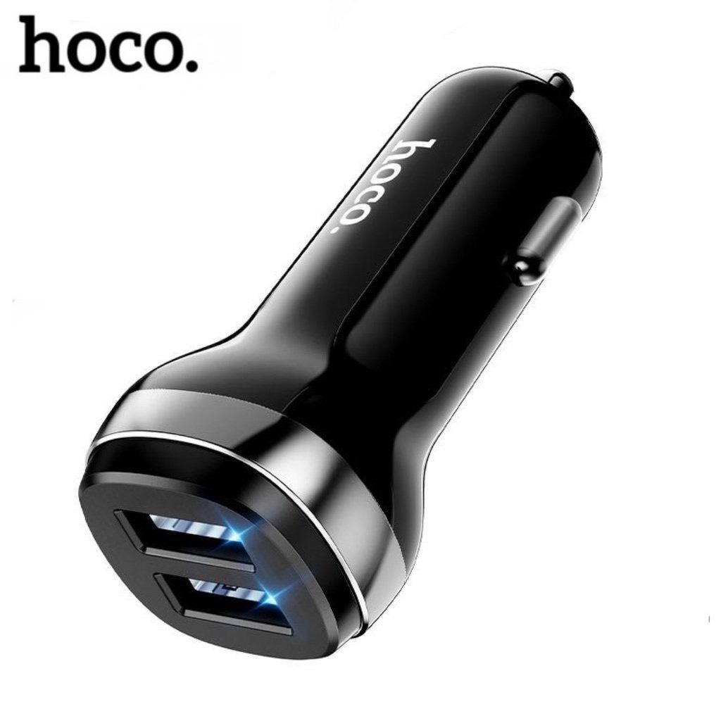 Tẩu sạc ô tô chính hãng hoco 5v 2.4a 2 cổng usb - cốc oto có đèn led