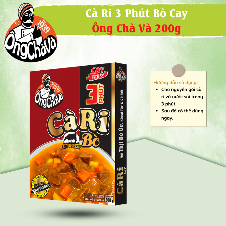 Cà Ri 3 Phút Bò Cay Ông Chà Và 200g Sản Phẩm Có Thịt Thật