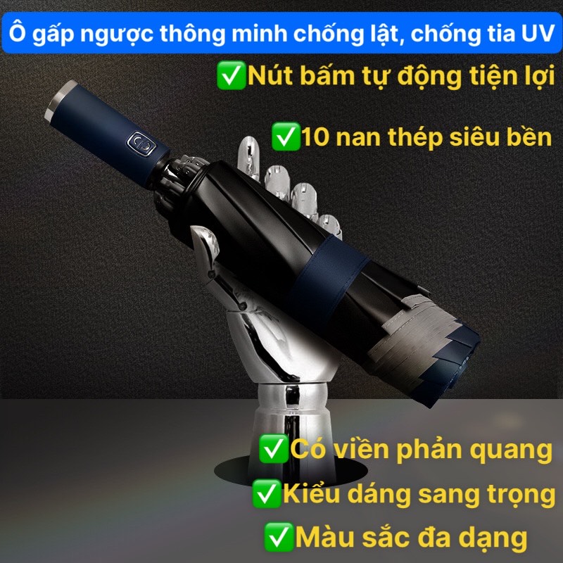Dù ô tô gấp ngược tự động đóng mở 2 chiều | ô dù che mưa nắng cao cấp