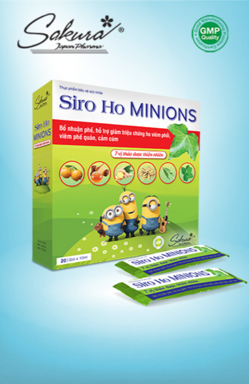 Sakura siro ho minions – siro dinh dưỡng bổ phế, thông họng, tiêu đờm, giảm viêm, giảm ho và đau rát cổ họng