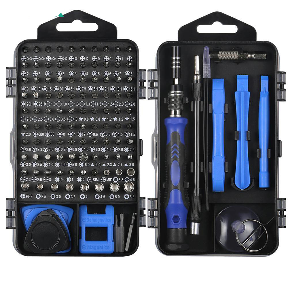 Bộ tua vít 120 trong 01 dùng làm công cụ sửa chữa điện thoại, thiết bị điện tử cầm tay, chất liệu thép không gỉ