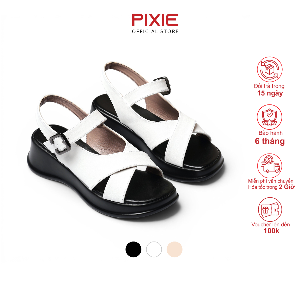Giày Sandal Nữ Đế Xuồng 5cm Quai Chéo Thời Trang Pixie H472
