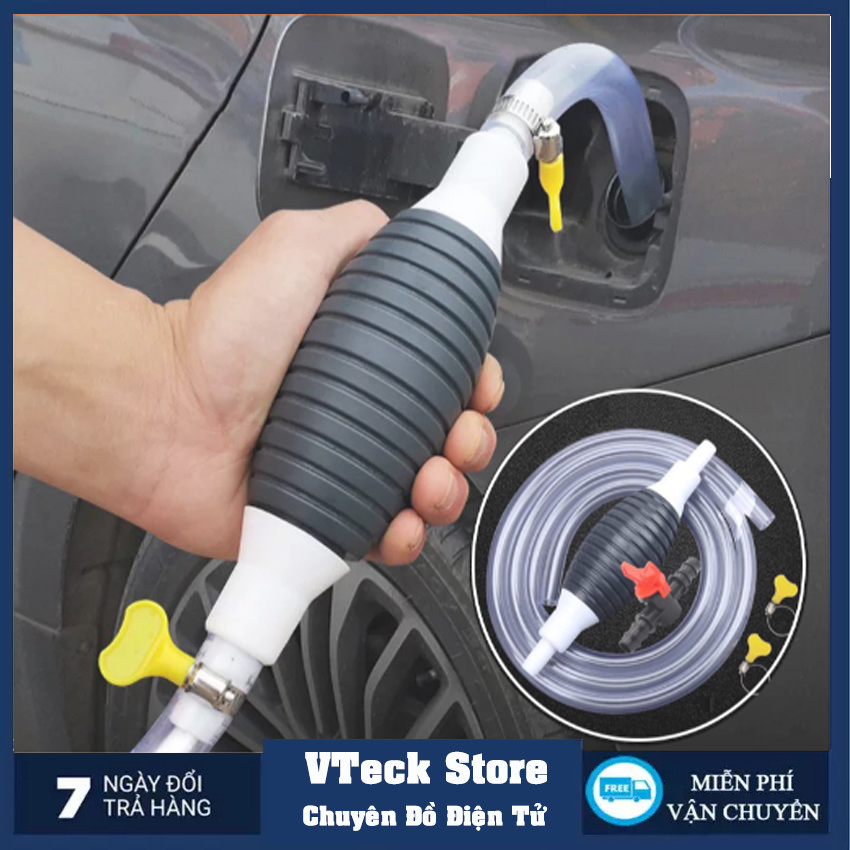 Ống Hút Xăng Ô Tô Bơm Chuyển Dầu Khí, Ống PVC + Van Phụ Kiện Xe Hơi . Dụng cụ hút xăng thủ công kiểu mới, ống hút xăng dầu chất lỏng đa năng bóp tay tự động , hút nước bể cá , hút nước bể bơi