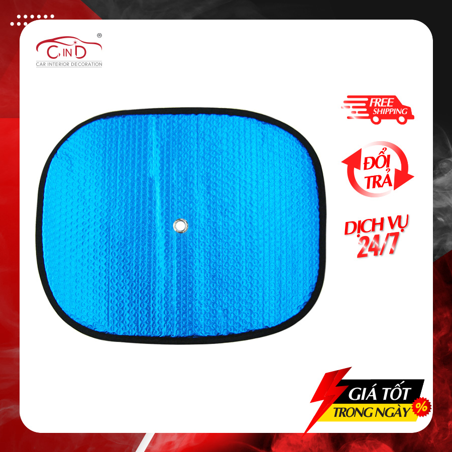 Combo of 2 thick small round foam car sunshades nb bst-11035 blue - genuine imported