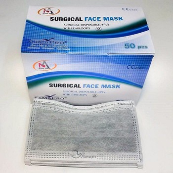 [HCM]Hộp 50 cái Khẩu trang y tế 4 lớp giấy kháng khuẩn 4U Famapro - Xám.