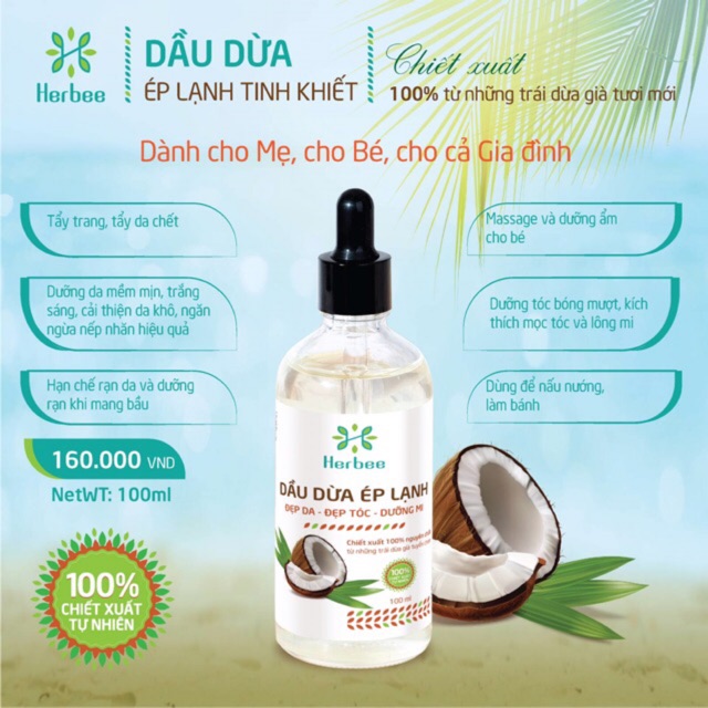 Dầu Dừa Ép Lạnh Tinh Khiết Herbee