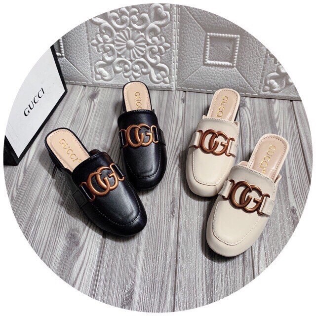 Giày sục nữ da đế 3cm mẫu mới logo gc g05 ảnh thật kèm clip