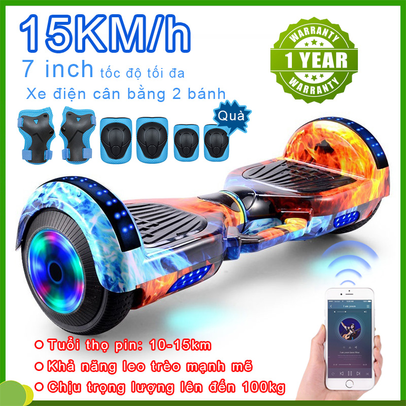 Xe điện cân bằng,xe cân bằng 2 bánh,Electric scooter Smart Balance Wheel 7 inch,Kết nối Bluetooth Tặng kèm sạc và đồ bảo hộ