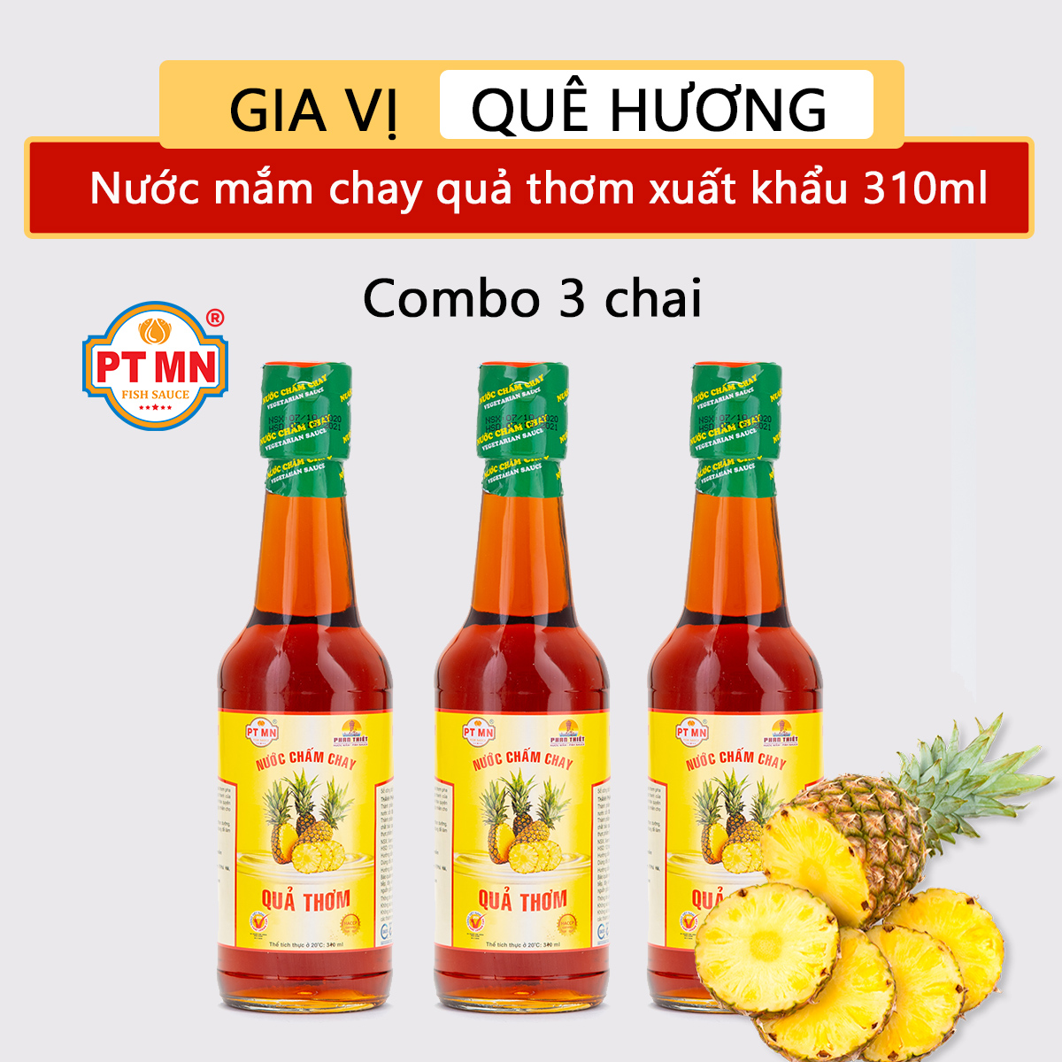 Nước Mắm Chay Phan Thiết Mũi Né Hảo Hạng Từ Trái Thơm Xuất Khẩu 310ml (Combo 3 chai)