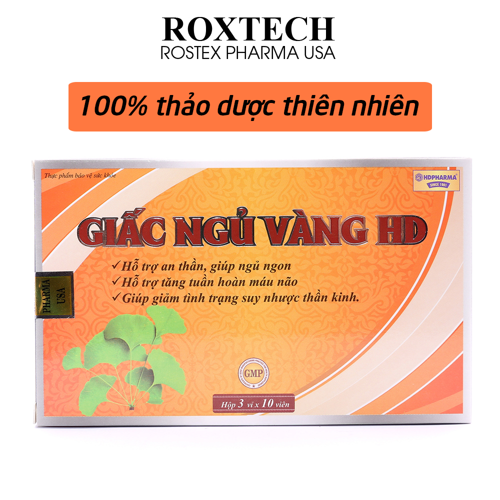 Viên uống ngủ ngon thảo dược Giấc Ngủ Vàng HD dưỡng tâm an thần, giảm stress mất ngủ - Hộp 30 viên