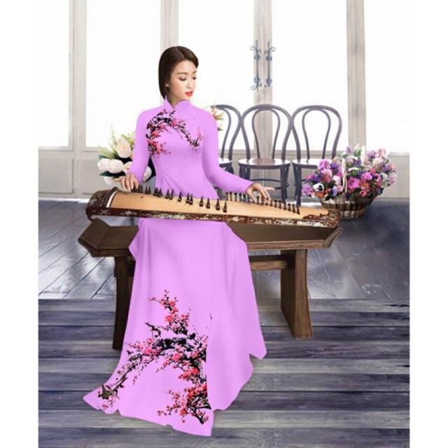 Vải áo dài hoa anh đào