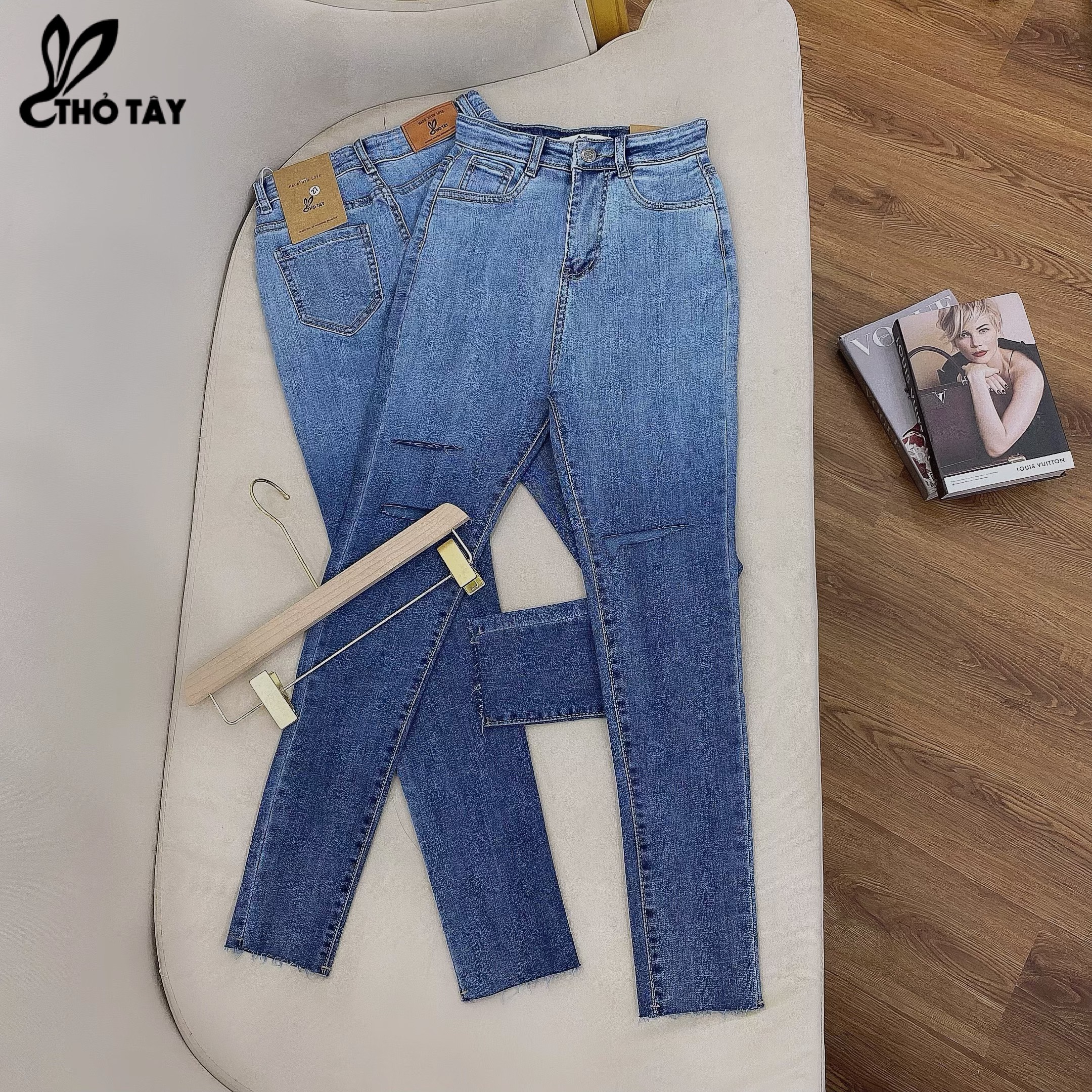 Quần jean nữ màu loang - thỏ tây q259c362