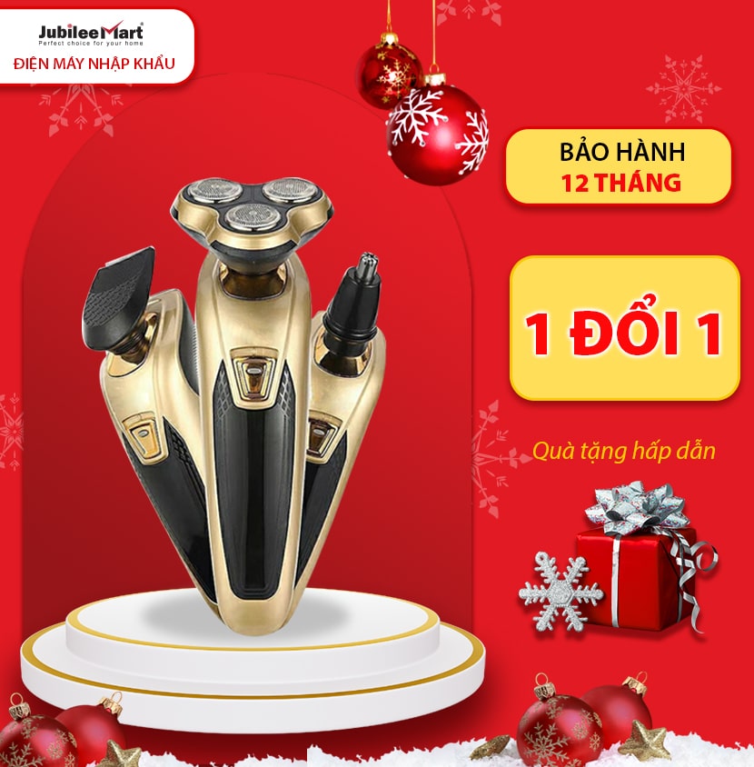 Máy Cạo Râu đa năng Thông Minh 3 LƯỠI KÉP chuyên nghiệp,TẶNG KÈM đầu tỉa lông mũi và đầu tỉa tóc mai cạo KHÔ và cạo ƯỚT đều được