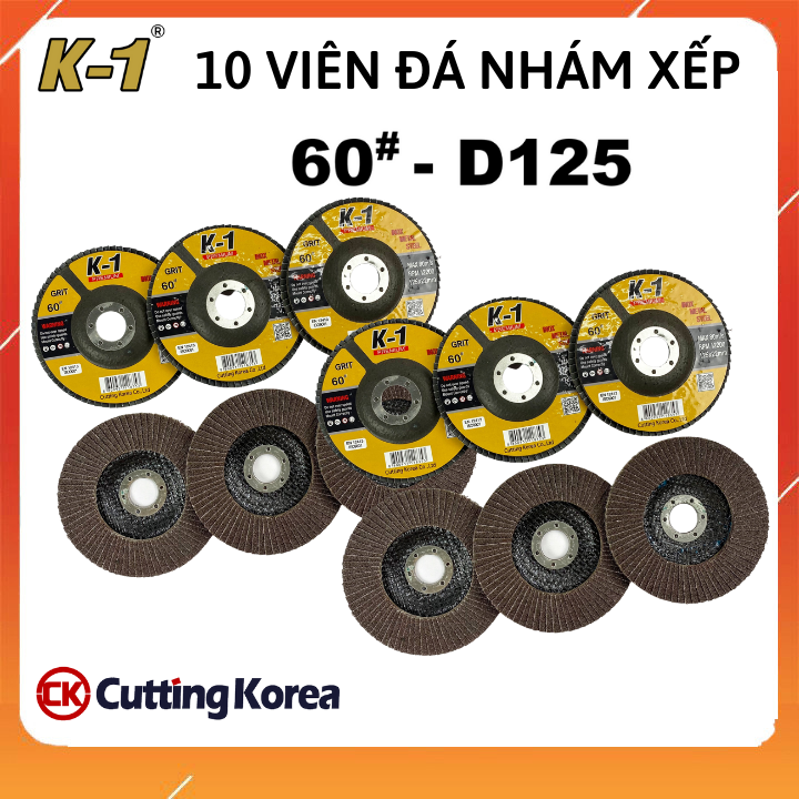10 viên đá nhám xếp 125mm 60# | đĩa ráp xếp | bánh nhám xếp k1 d125 60#