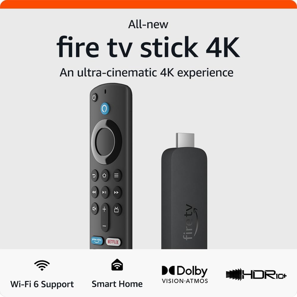 Thiết bị amazon fire tv stick 4k gen 4 - 2024 4k hdr, wifi 6 - hàng chính hãng