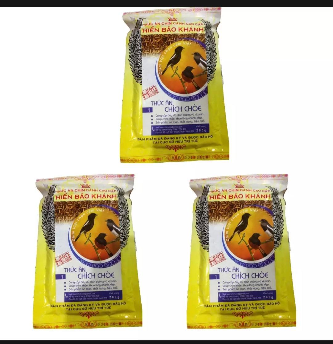 Combo 3 gói Cám Hiển Bảo Khánh Chích Chòe Dưỡng - Thay Lông (Số 1) 200g .
