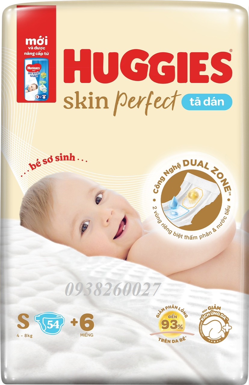 Tã Dán sơ sinh Huggies S54+6 tràm trà mới