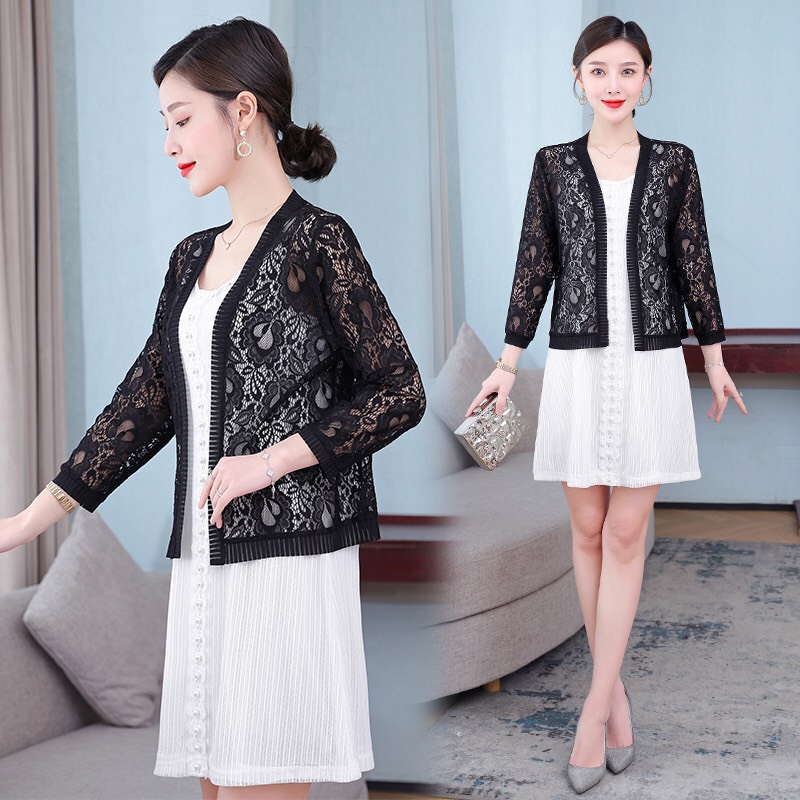 Áo sơ mi ren trung niên nữ- áo khoác mỏng - áo trung niên nữ- áo vest nữ