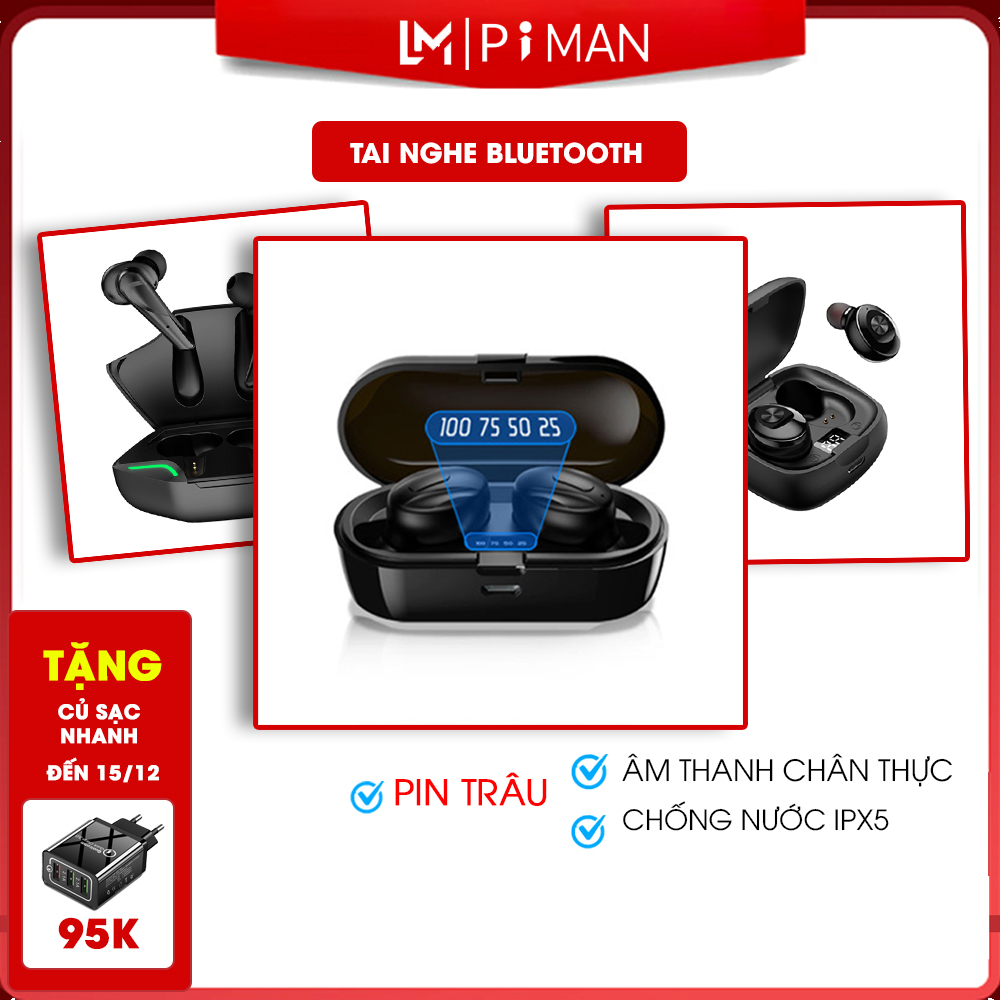 Tai nghe bluetooth gaming không dây có mic pin siêu trâu- Tai phone bluetooth nhét tai tương thích mọi loại máy và các hệ điều hành Piman P14