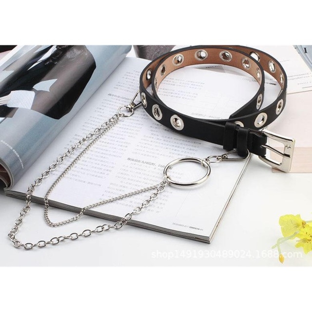 Thắt Lưng Nữ, Dây Lưng Nữ, Dây Nịt Nữ Phối Dây Xích Chất Liệu Da PU Kèm Inox Sáng Bóng Bền Đẹp