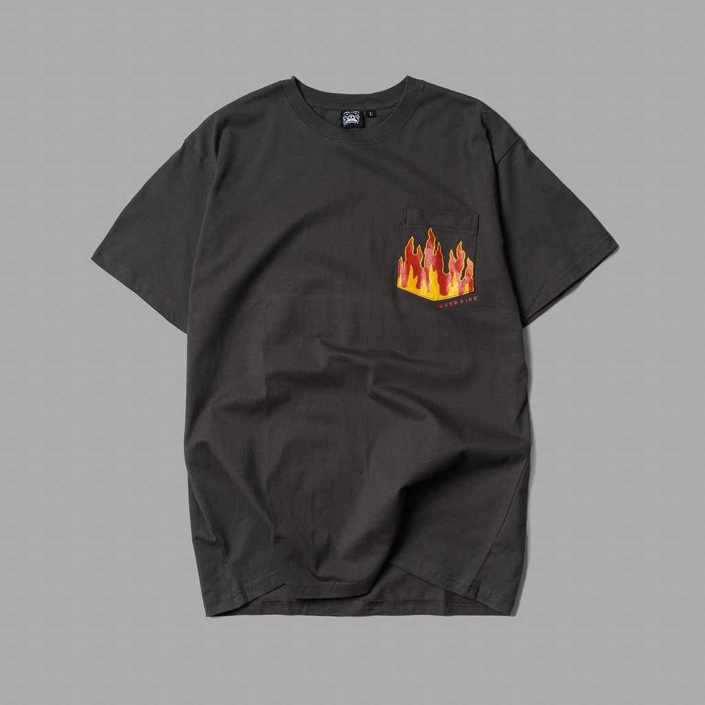 Áo thun gori - flame pocket - xám chì