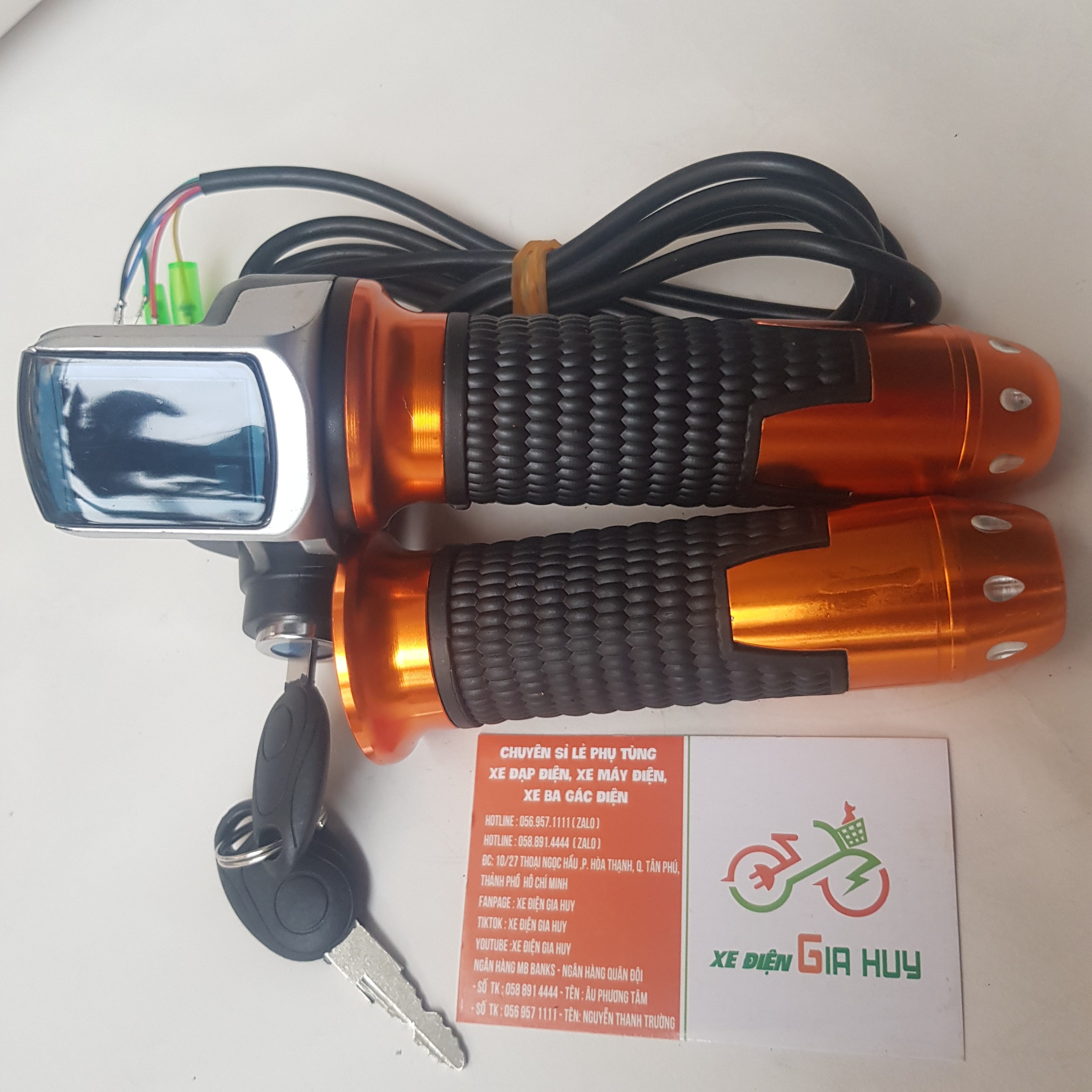 Tay Ga Xe Đạp Điện Có Ổ khóa Báo Bình 48V XE ĐIỆN GIA HUY