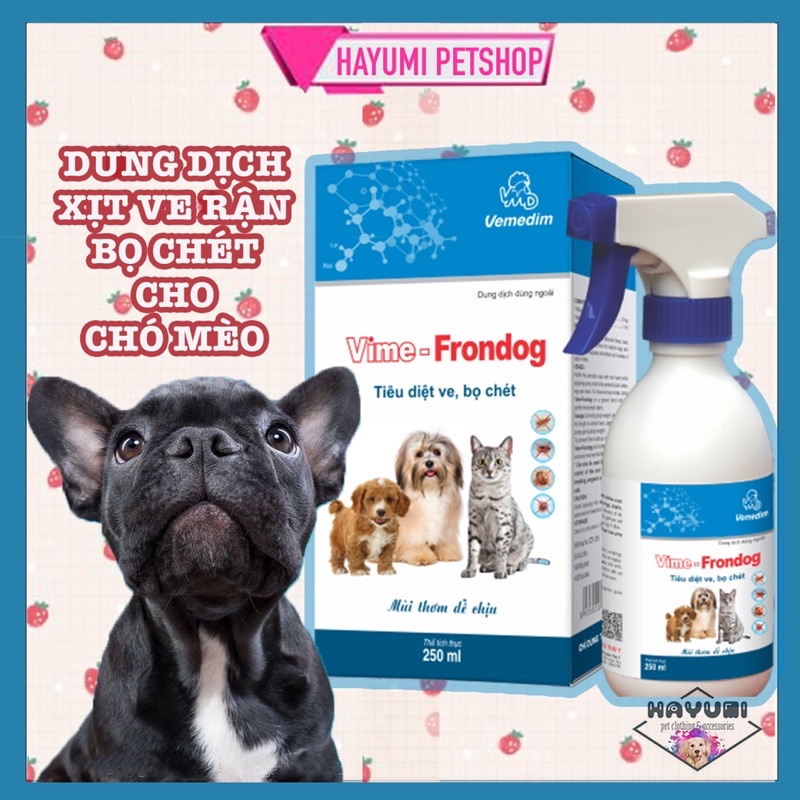 Xịt ve rận, bọ chét ở chó mèo frondog 250ml - hayumi