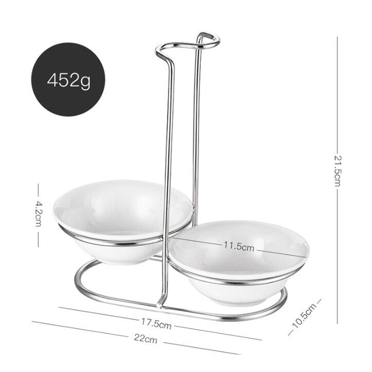 Giá kê vá canh inox 304 kèm 2 chén cao cấp Nanichino
