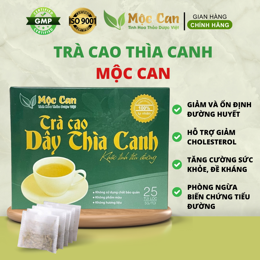 Trà Cao Dây Thìa Canh Mộc Can Hạ và Ổn Định Đường Huyết, Ngăn Biến Chứng Tiểu Đường Hộp 25 Túi Lọc