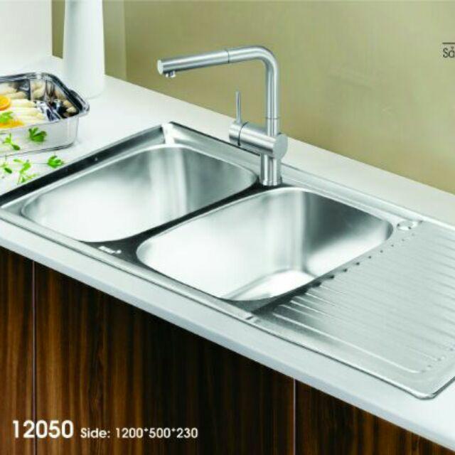 Bồn rửa chén inox 304 Ngọc Tiến KT 1091*477*230mm siêu rẻ (bộ gồm vòi, bồn 2 ngăn có khay, chân kệ)