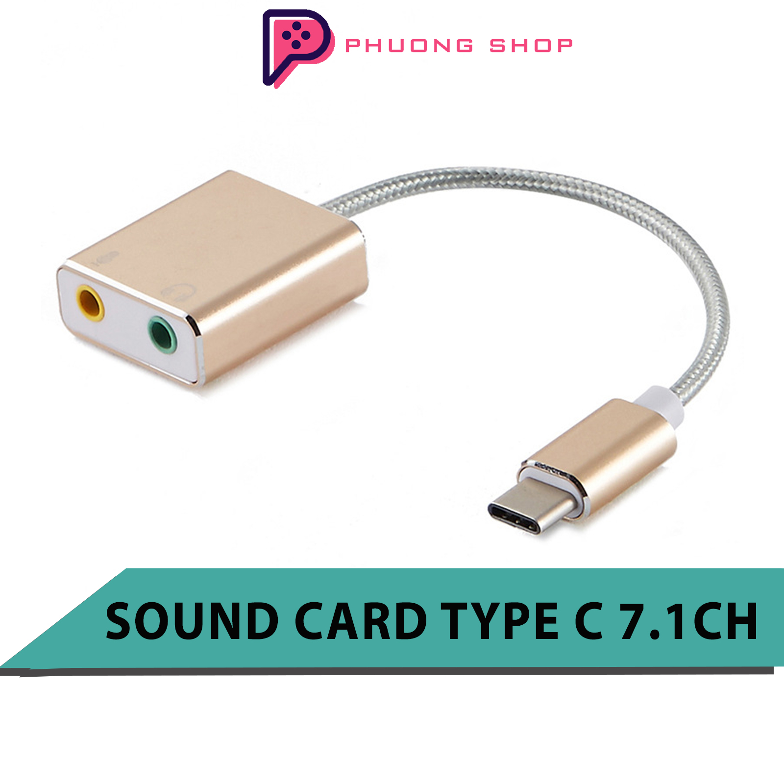 Bộ sound card chuyển đổi cổng type c sang 2 jack 3.5 audio, micro - type c sound card hifi magic voice 7.1 ch