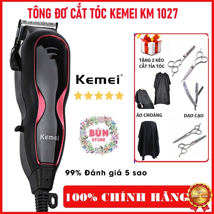 Tăng đơ cắt tóc gia đình, tông đơ cắt tóc chuyên nghiệp có dây kemei-1027,cắt tóc trẻ em người lớn máy khỏe, siêu bền, tông đơ điện, tông đơ cắt tóc loại tốt, bộ cắt tóc nam, tong do cat toc loại tốt
