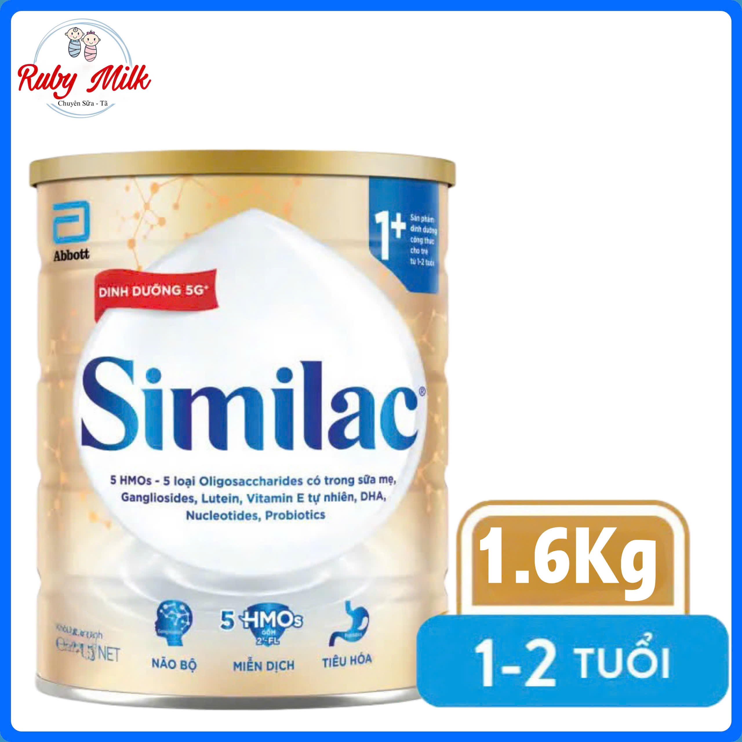Date 8 2026 Sữa Similac 5G số 1+ Lon 1,6kg Cho bé 1-2 tuổi