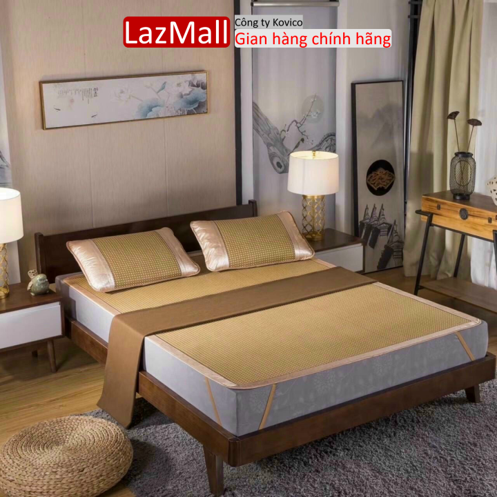 Chiếu điều hoà gấp lụa, chiếu mây điều hòa cao cấp 2 mặt mây và lụa