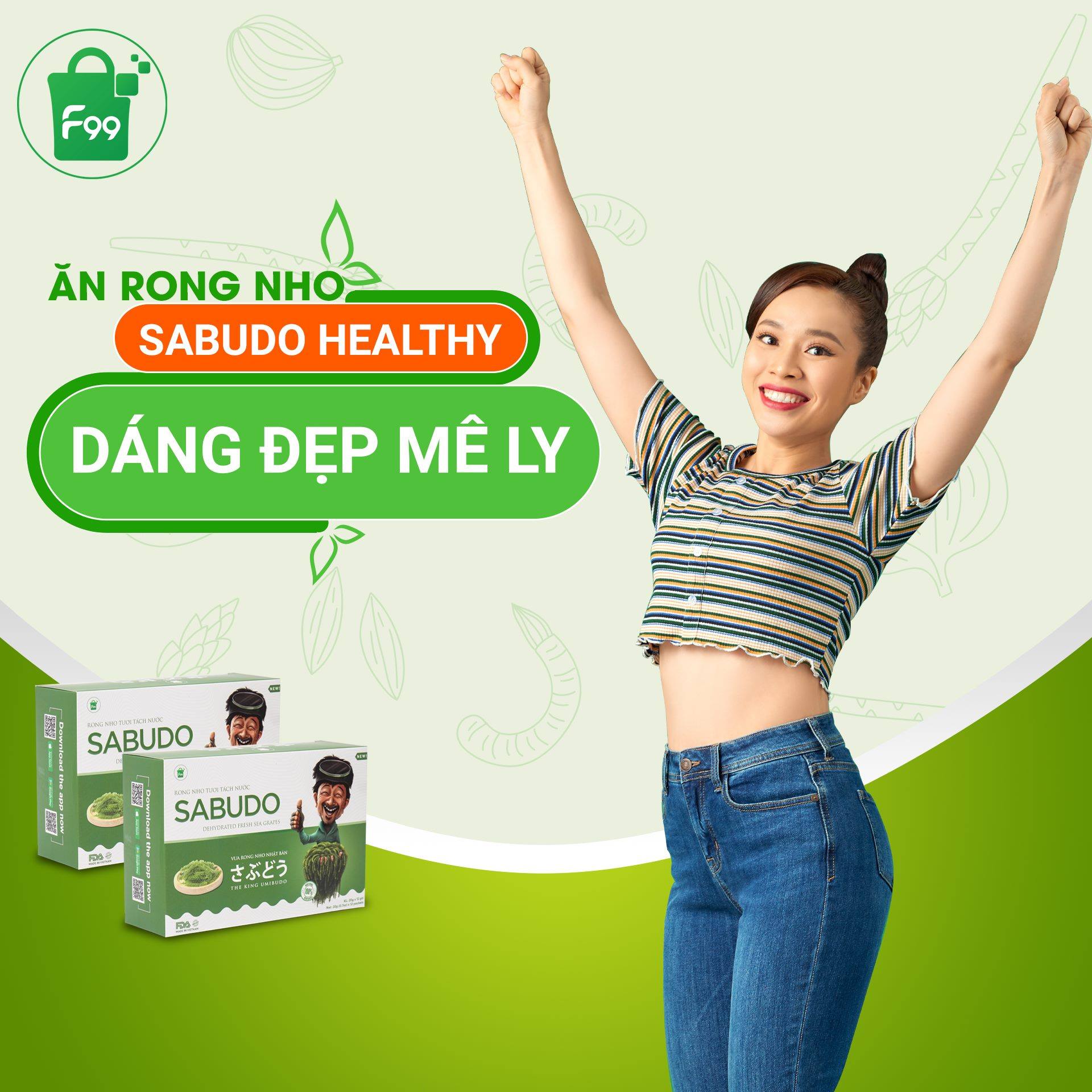 [HCM][ Tặng 1 gói sốt mè ] Combo 3 gói rong nho tách nước SABUDO của Nhật Bản , ( gói 20 gram )