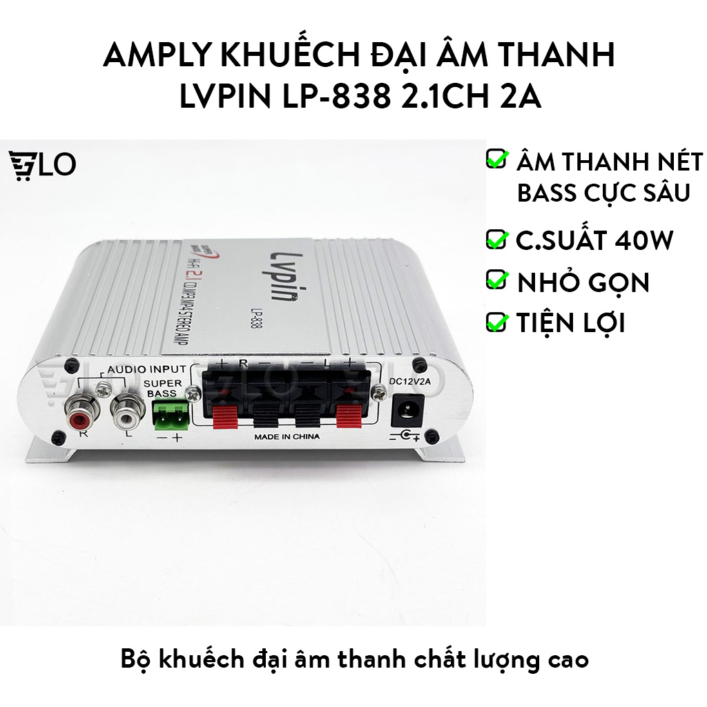 Bộ Âm Ly Mini, Amply Khuếch Đại Âm Thanh Lvpin LP-838 2.1CH