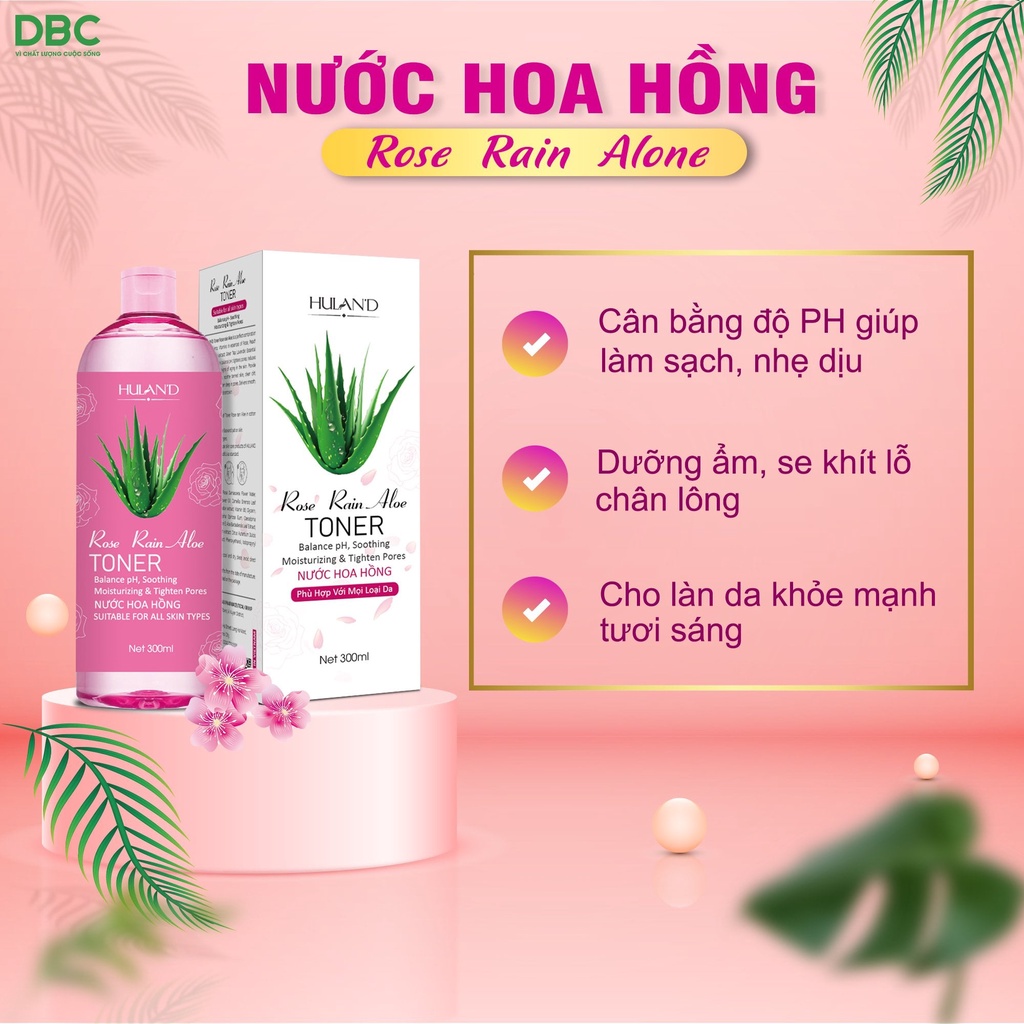 Toner Nước Hoa Hồng Cân Bằng Da Hulan'd DƯỢC BẢO CHÂU Chiết Xuất Lô Hội Dưỡng Ẩm, Se Khít Lỗ Chân Lông 300ml