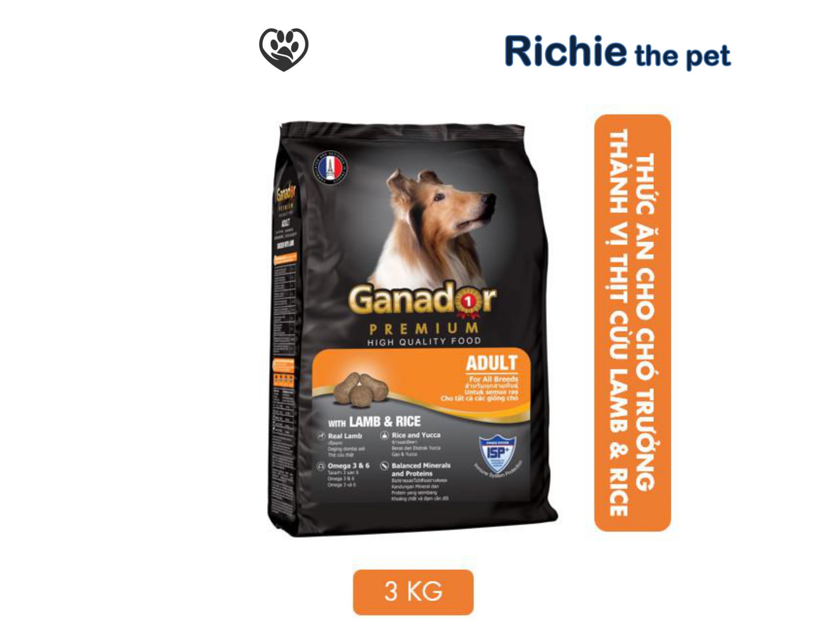 [HCM]Thức ăn cho chó trưởng thành vị thịt cừu & gạo Ganador Lamb with Rice 3kg