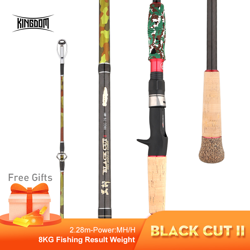 Kingdom Cần Câu Đúc Quay Thùng Carton Màu Đen, MH , H Cần Câu Cá Nặng 10-45G Cần Du Lịch 2 Phần 2.28M