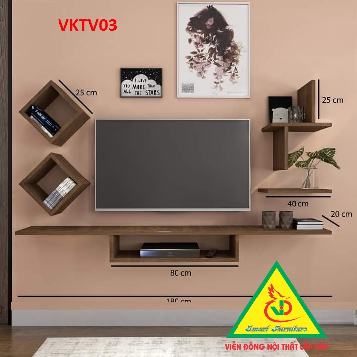 BỘ KỆ TI VI TREO TƯỜNG TRANG TRÍ VKTV03 - NỘI THẤT LÁP RÁP VIENDONG ADV