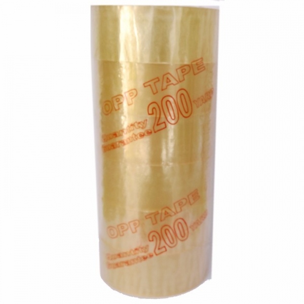 Băng keo dán thùng 200 yard 4f8 lõi giấy 200g / 1 cuộn trắng trong