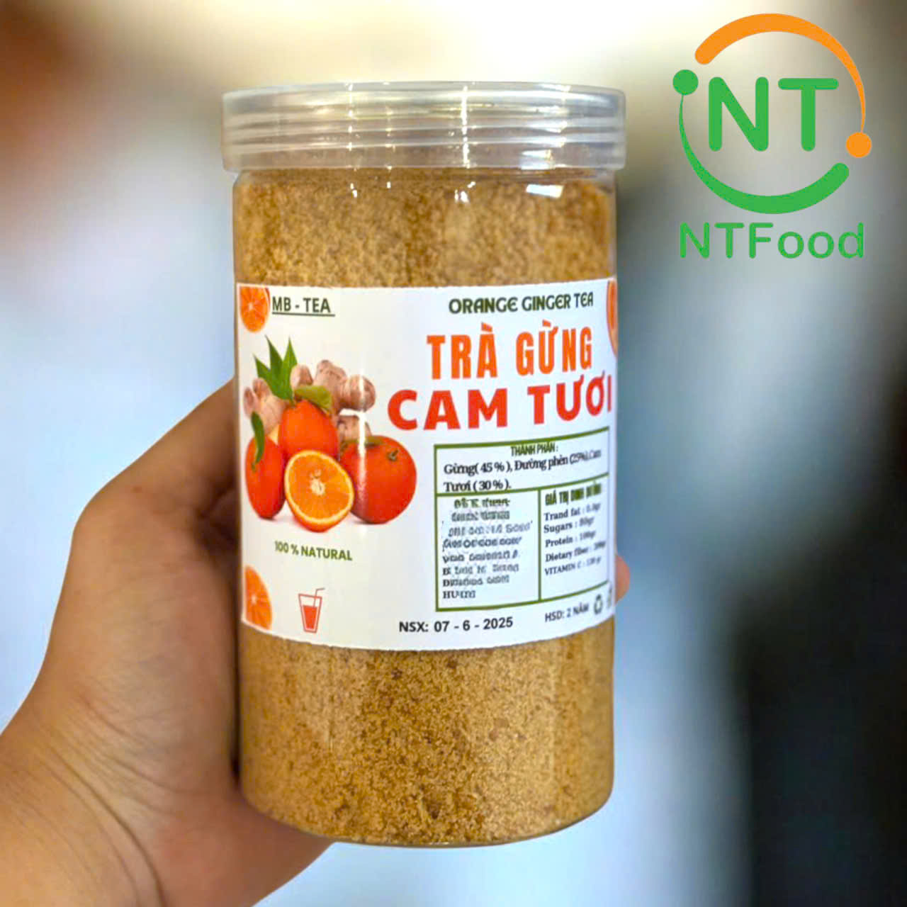Trà Gừng Cam Tươi Hũ 500gr NTFood - Nhất Tín Food