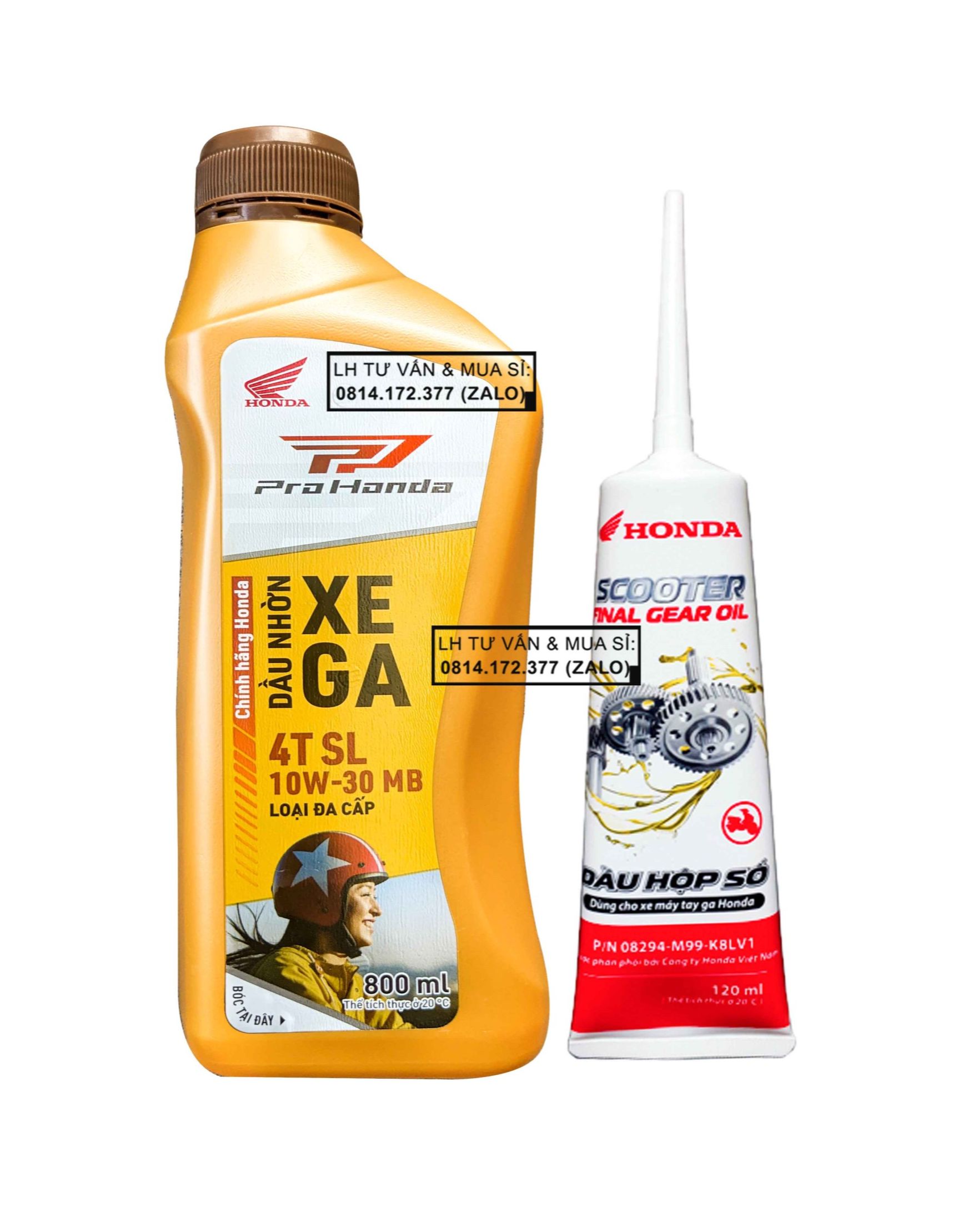 Combo Dầu nhớt xe tay ga Honda Pro Scooter 10w30 800ml (0.8L) + Nhớt lap Honda